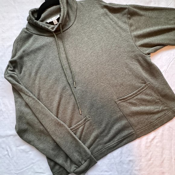 NWT! She + Sky Olive Pocket Sweatshirt with Drawstring Neck - Picture 5 of 8